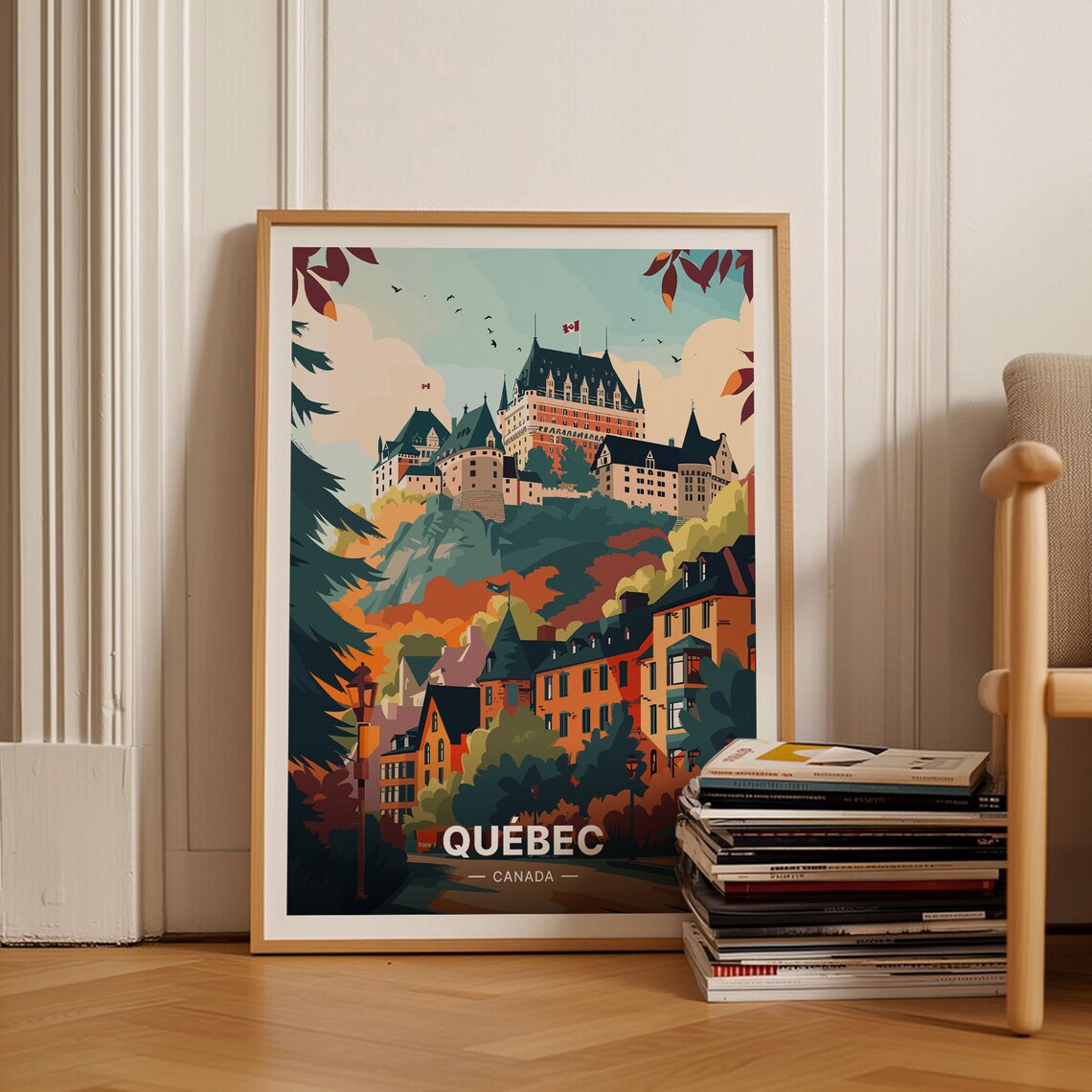 Quebec City Travel Poster, Canada Landmark Art Print