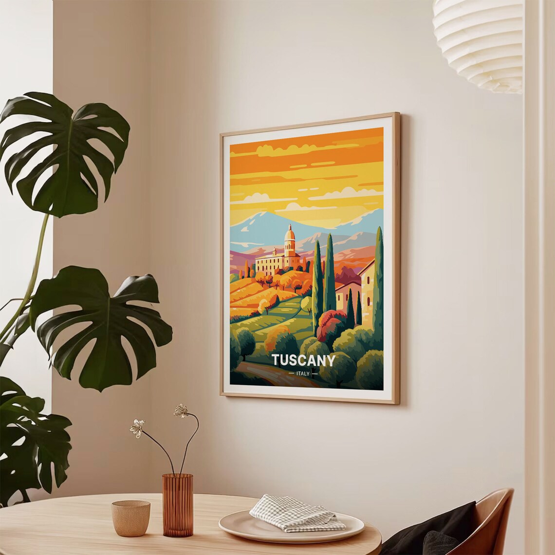 Tuscany Italy Villa Sunset Cypress Hills Golden Travel Poster - Image 2