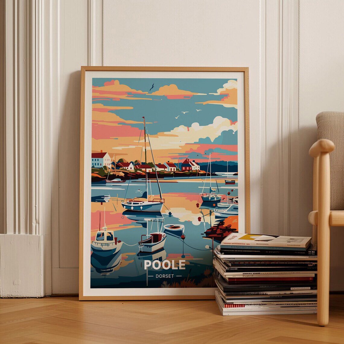 Poole Harbour Travel Poster, England Scenic Landscape