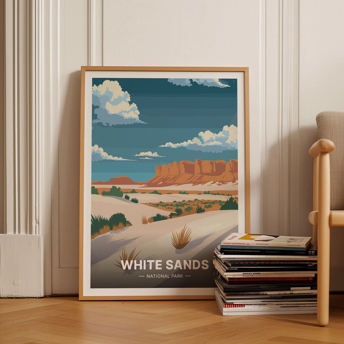 White Sands National Park Desert Dunes Red Rock Mesas Poster