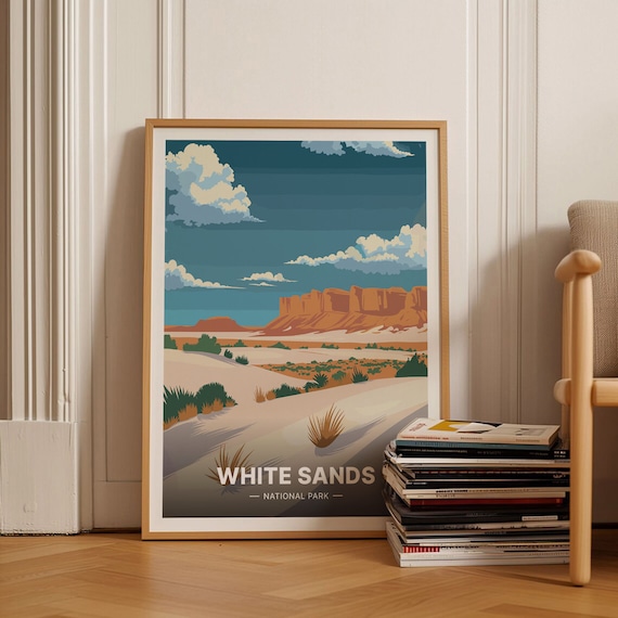 White Sands National Park Desert Dunes Red Rock Mesas Poster