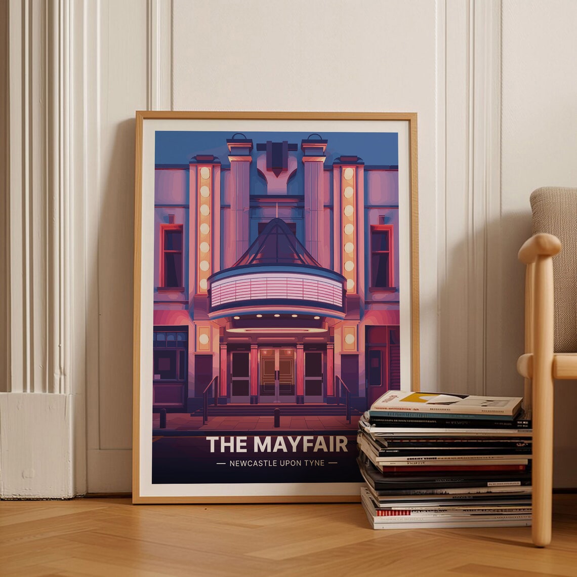 The Mayfair Newcastle Upon Tyne Music Hall Neon Night Art Poster