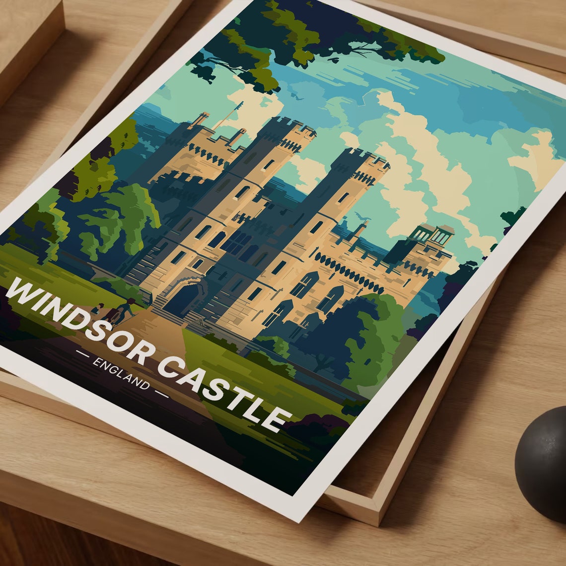 Windsor Castle England Historic Fortress Retro Travel Poster - Image 3