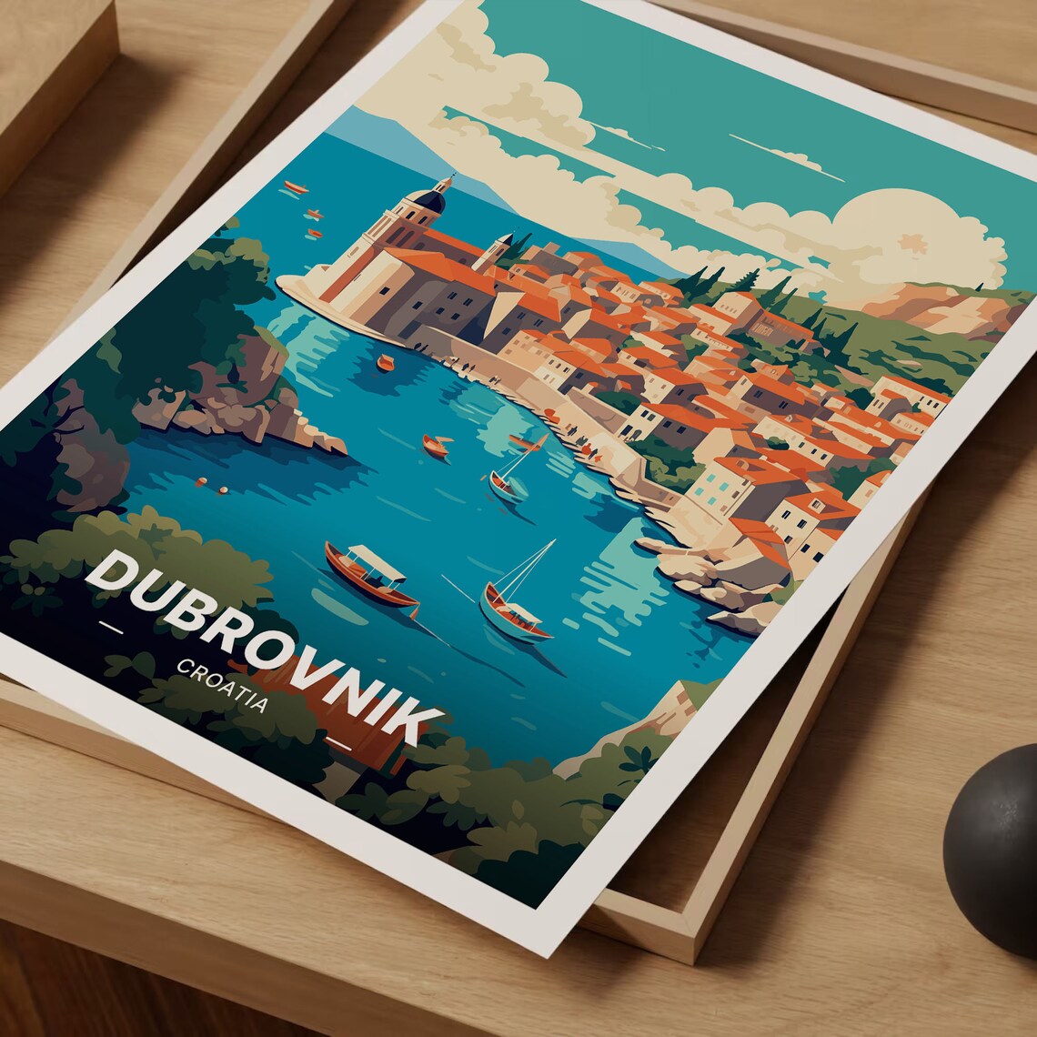 Dubrovnik Travel Poster, Croatia Coastal Landscape - Image 3