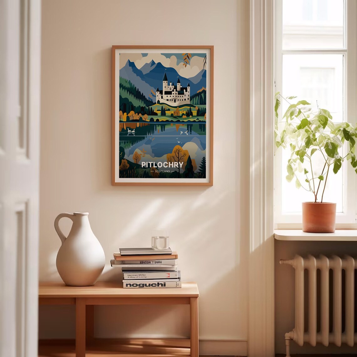 Pitlochry Scotland Poster Castle Loch Swans Autumn Colors Art - Image 4