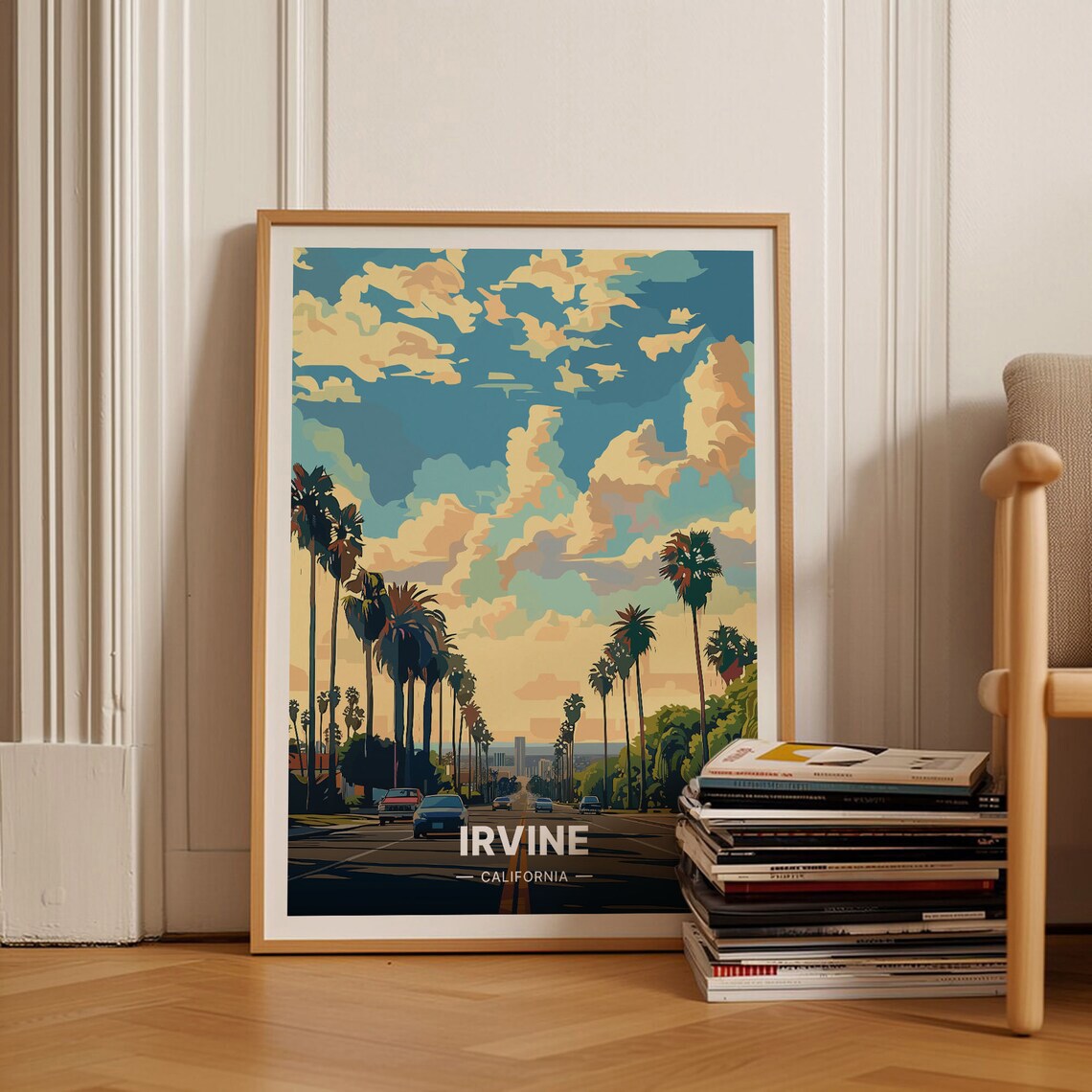Irvine California Travel Poster, Orange County Cityscape