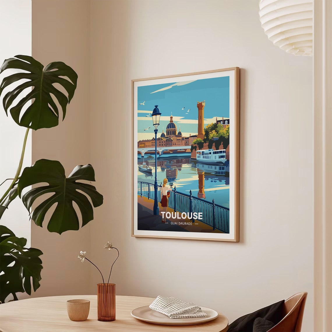 Toulouse France Quai Daurade Vintage Travel Poster Riverside Art - Image 2