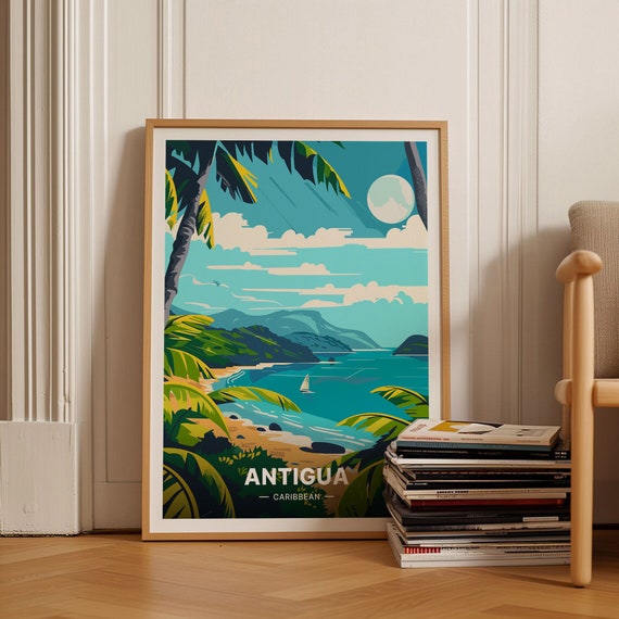 Antigua Caribbean Travel Poster Wall Art Decor Ideal For Birthday Or Wedding Gifts Home Office Decoration C20 1093