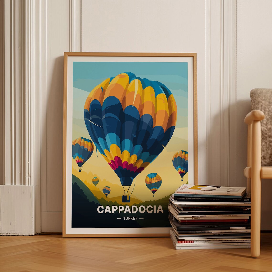 Cappadocia Turkey Colorful Hot Air Balloons Sky Travel Poster