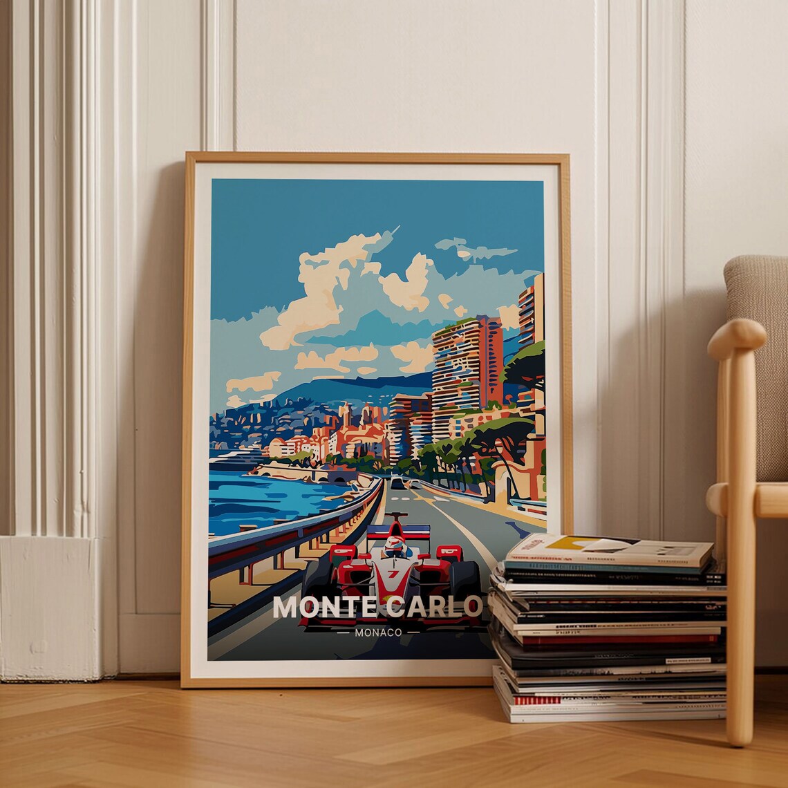 Monte Carlo Monaco Grand Prix Race Car Coastal Road Motorsport Poster