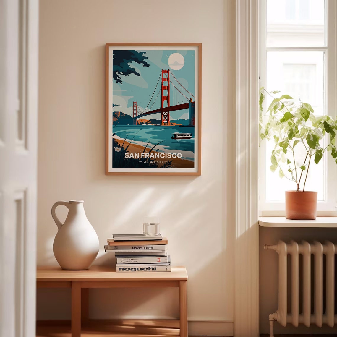 San Francisco Golden Gate Bridge Vintage Travel Poster Bay Sunset Art - Image 4
