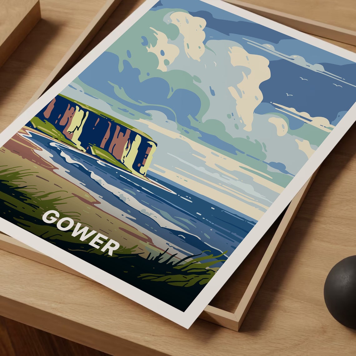 Gower Peninsula Wales Scenic Coastal Cliffs Beach Travel Poster - Image 3