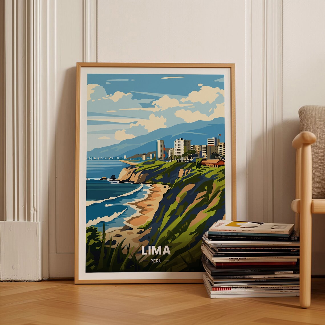 Lima Cityscape Travel Poster, Peru Art Print