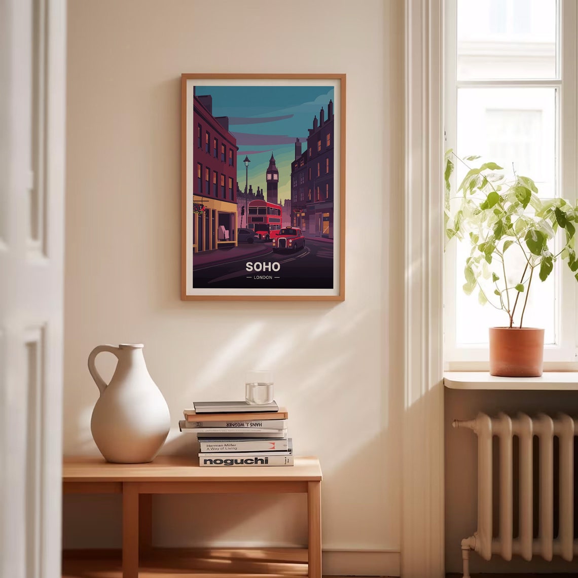 Soho London Travel Poster Red Bus Big Ben Evening Street Art - Image 4