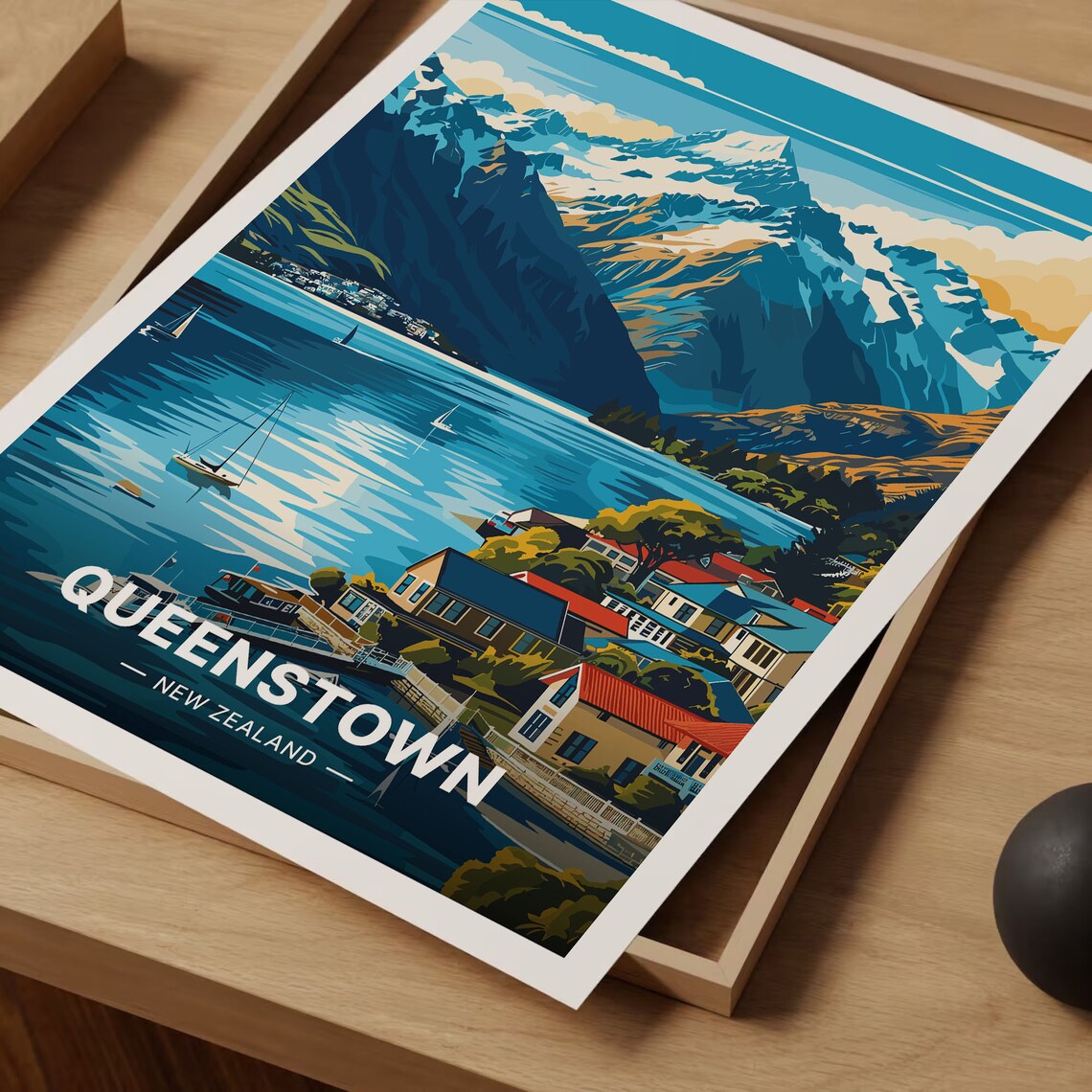 Queenstown New Zealand Travel Poster, Scenic Landscape - Image 3