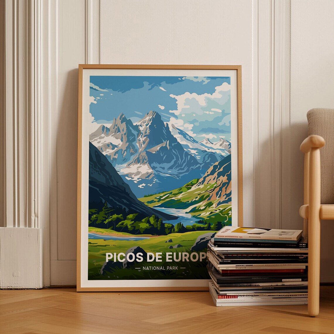 Picos de Europa National Park Snow Peaks Alpine Lake Vista Poster
