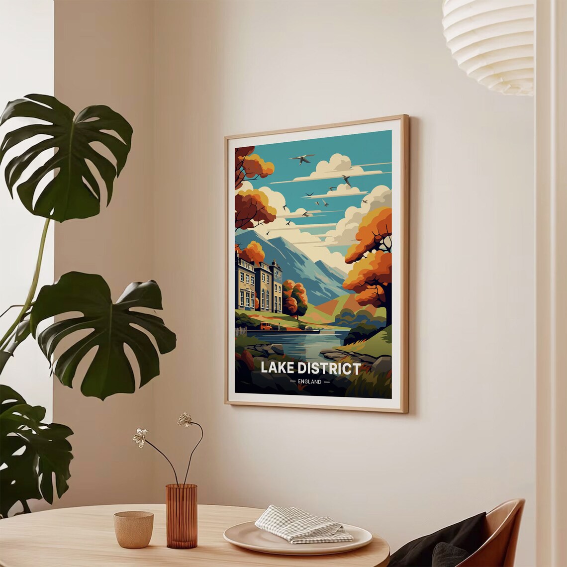 Lake District England Autumn Lakeside Manor Fells Travel Poster - Image 2