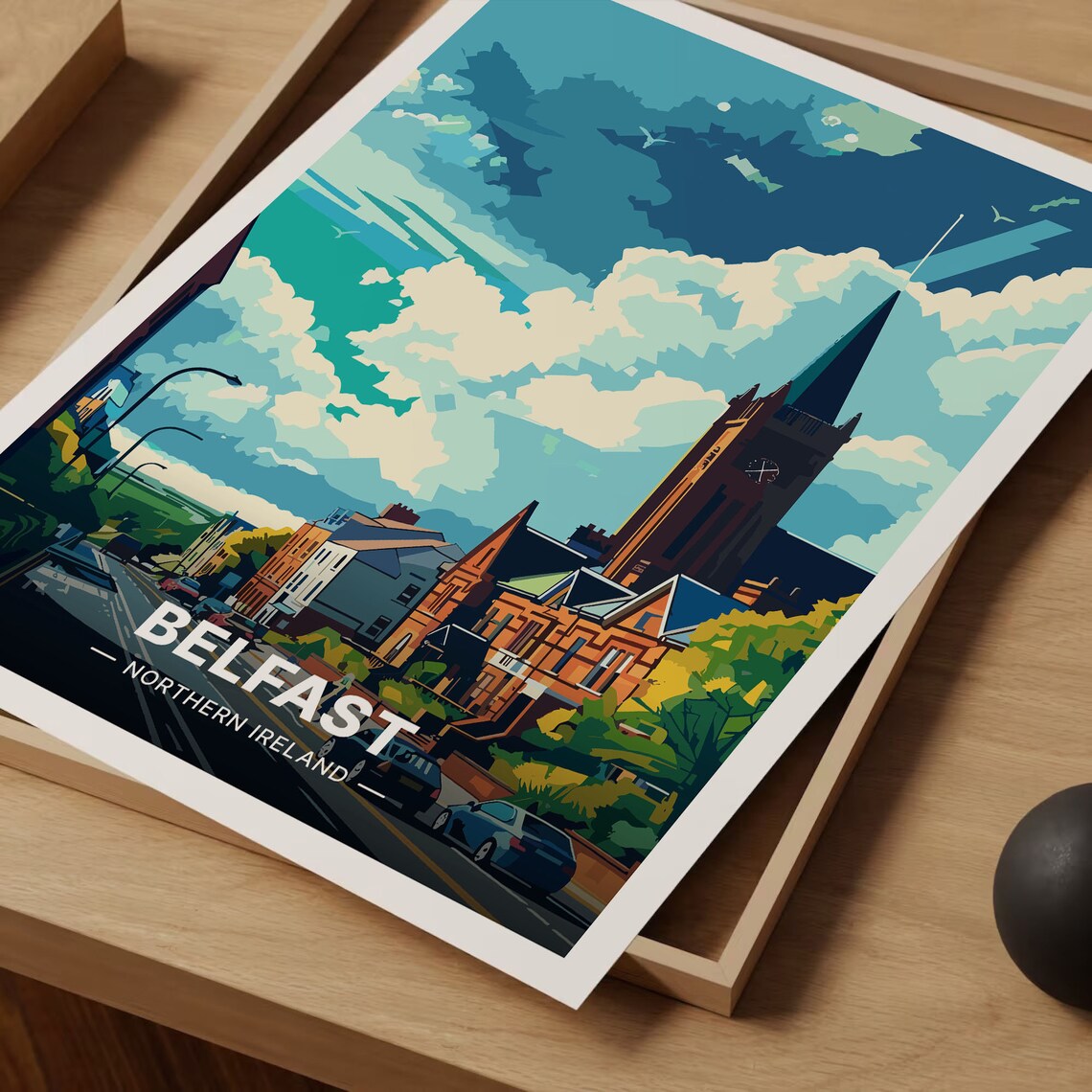 Belfast Travel Poster, Ireland Cityscape Art Print - Image 3