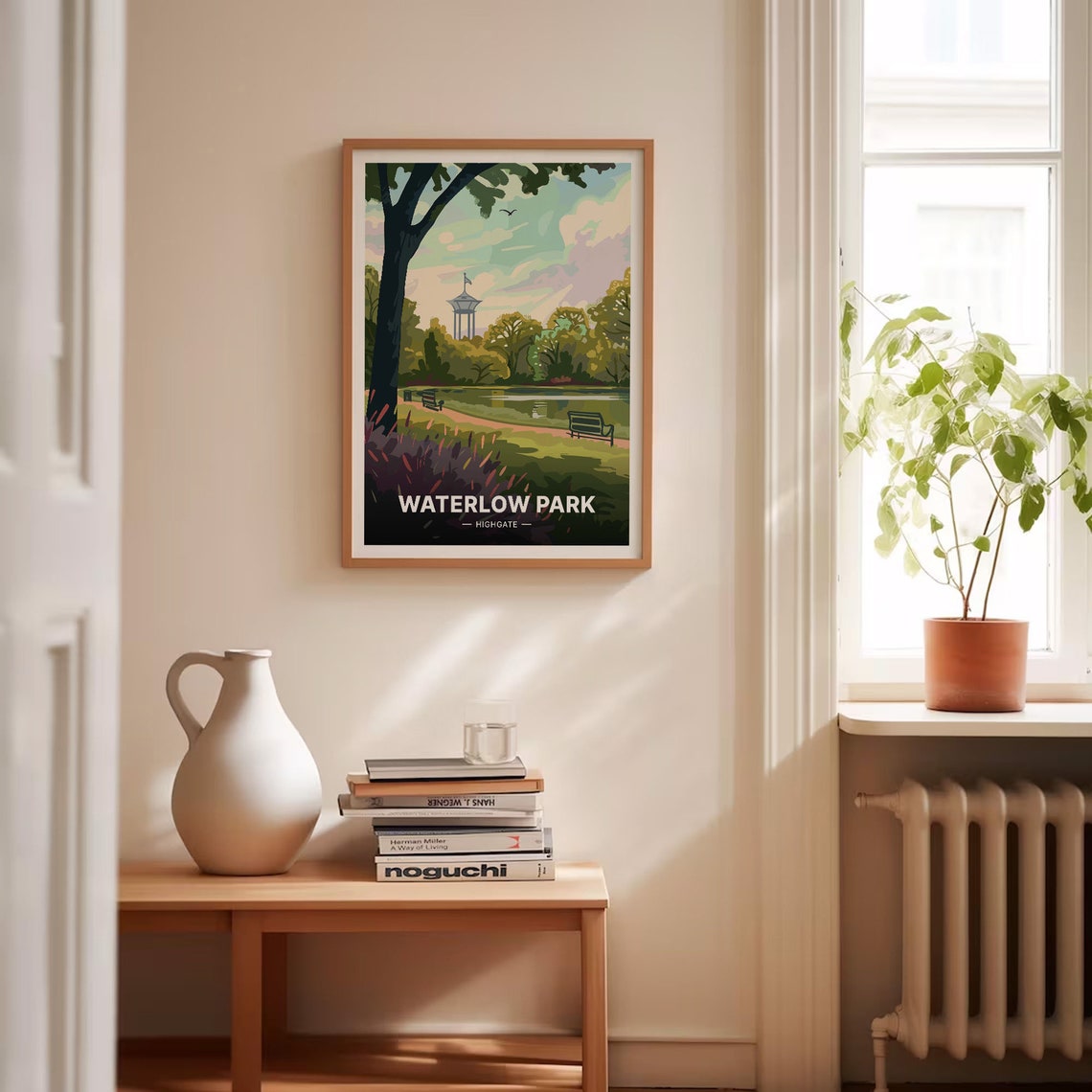 Waterlow Park Highgate London Vintage Travel Poster Pond Gardens Scene - Image 4