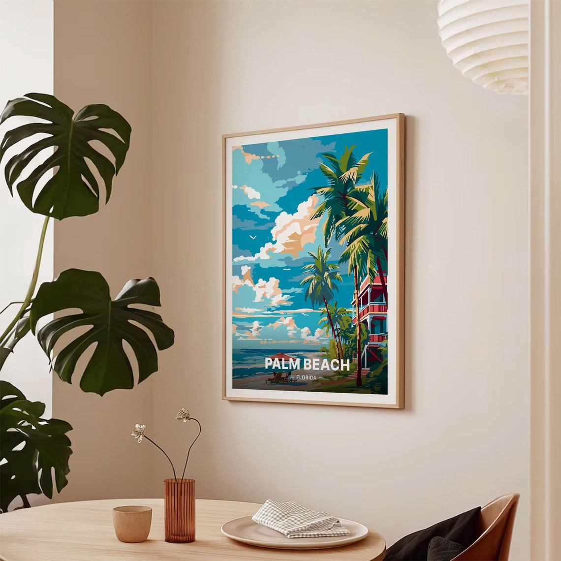 Palm Beach Florida Palm Trees Sunny Beach Vintage Travel Poster - Image 2