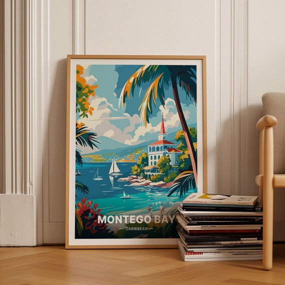 Montego Bay Poster Caribbean Travel Art Home Decor Gift For Travelers Jamaica Beach Wall Art C20 1195