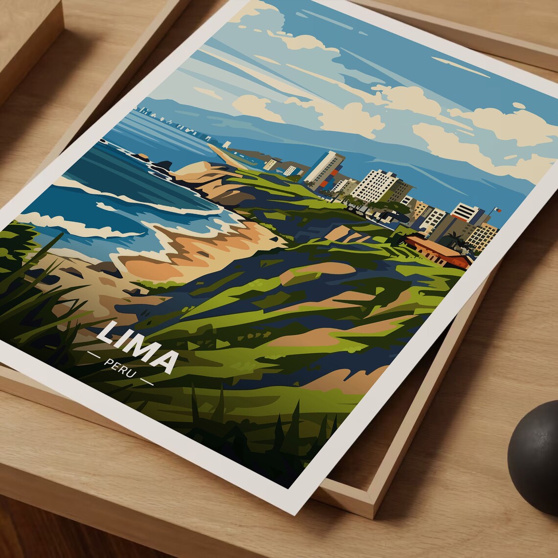 Lima Cityscape Travel Poster, Peru Art Print - Image 3