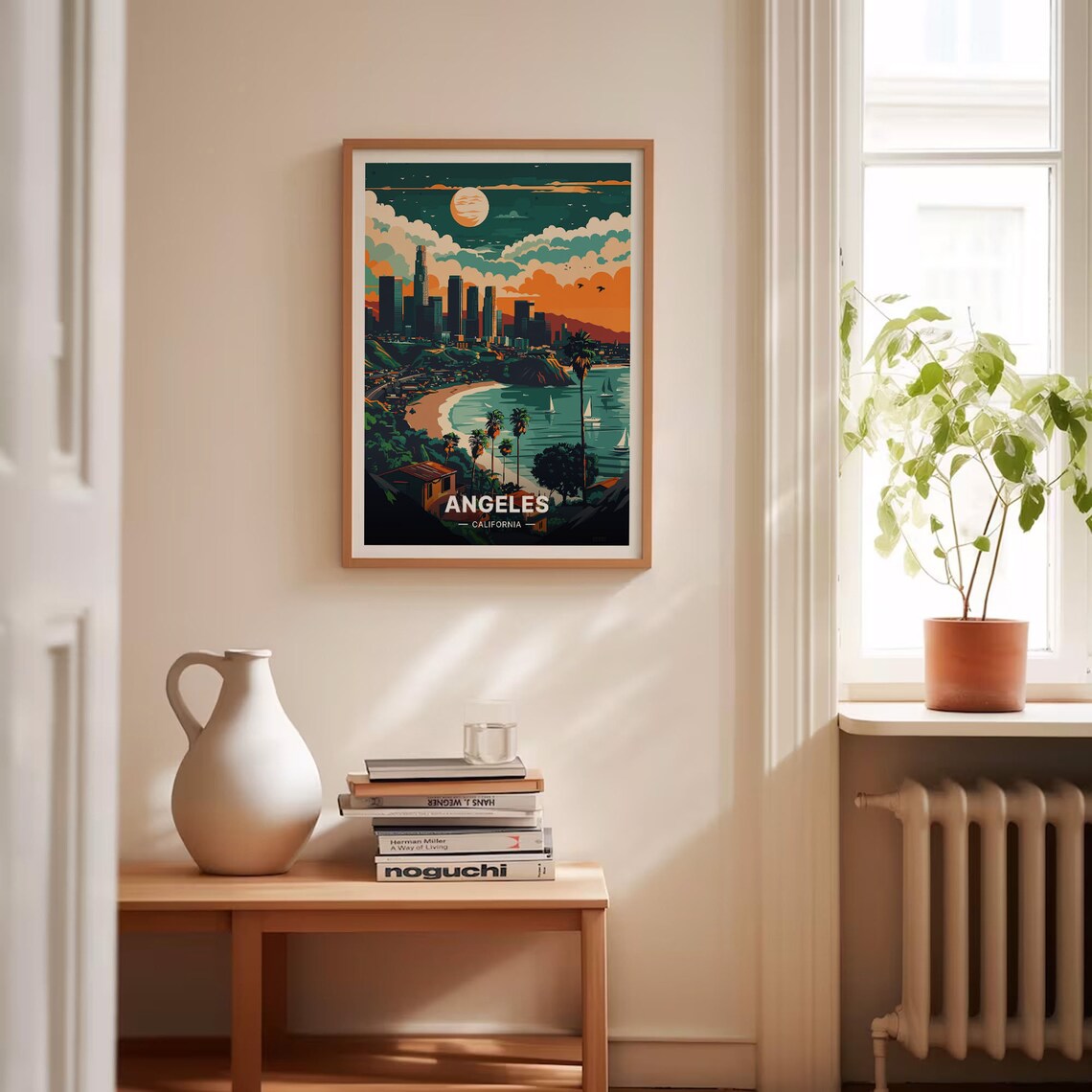 Los Angeles California Skyline Beach Palms Golden Sunset Travel Poster - Image 4