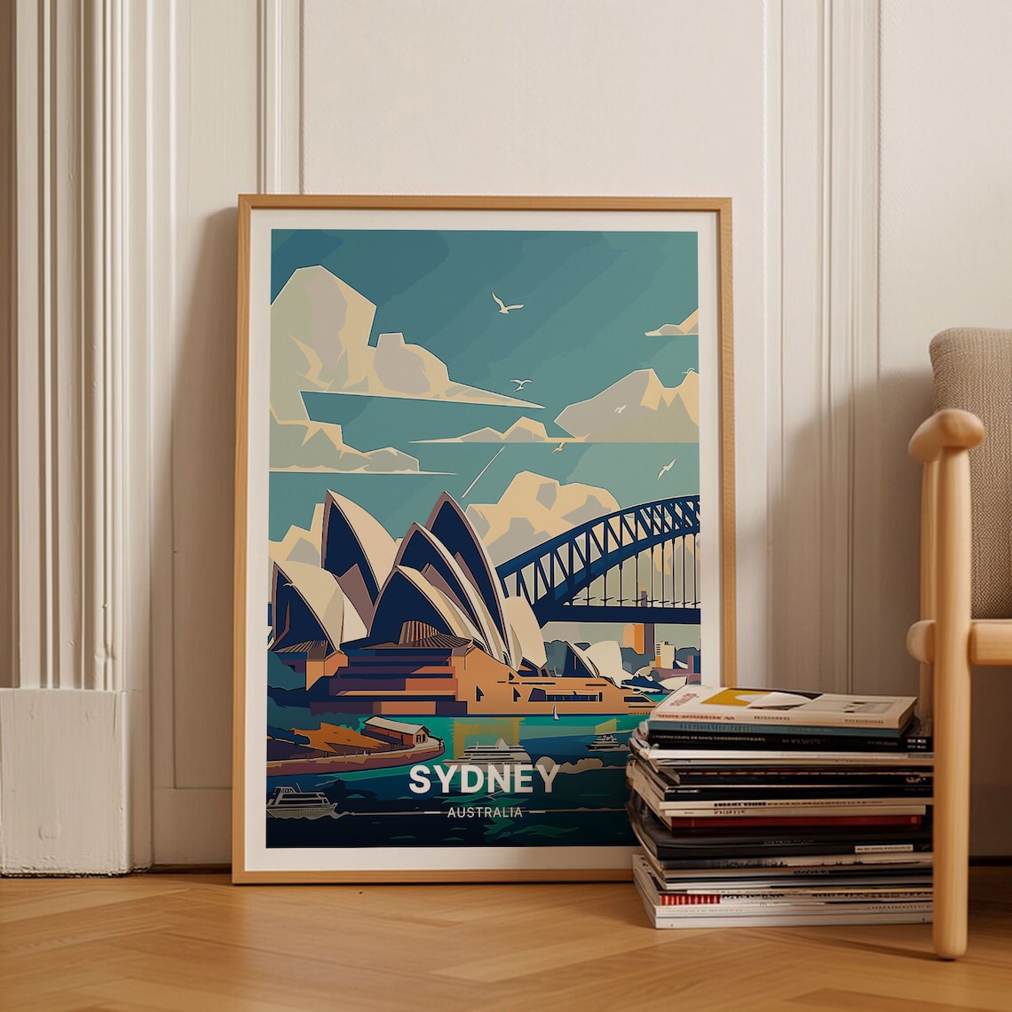 Sydney Skyline Travel Poster, Australia Cityscape