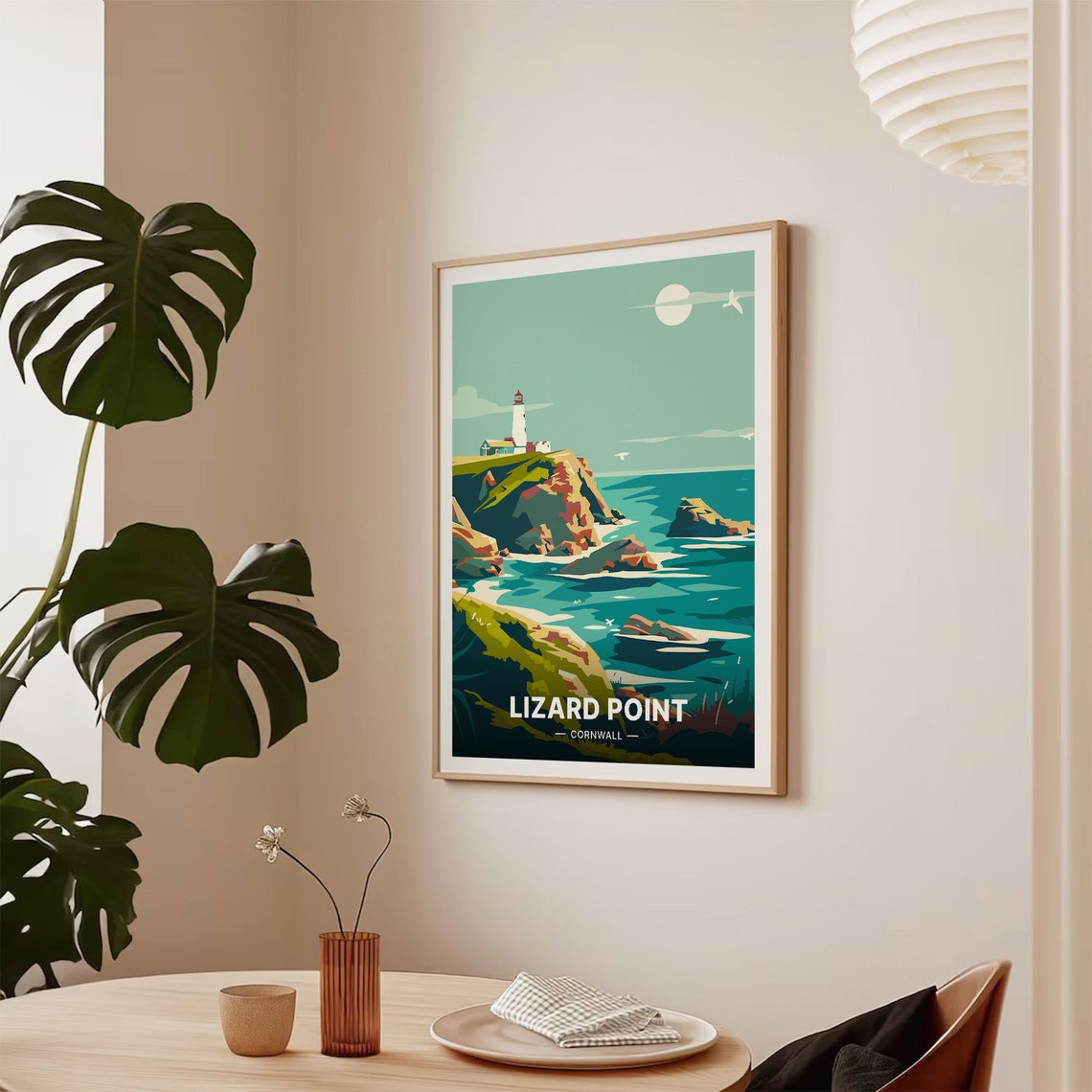 Lizard Point Cornwall Lighthouse Cliffs Moonlit Ocean Coastal Poster - Image 2