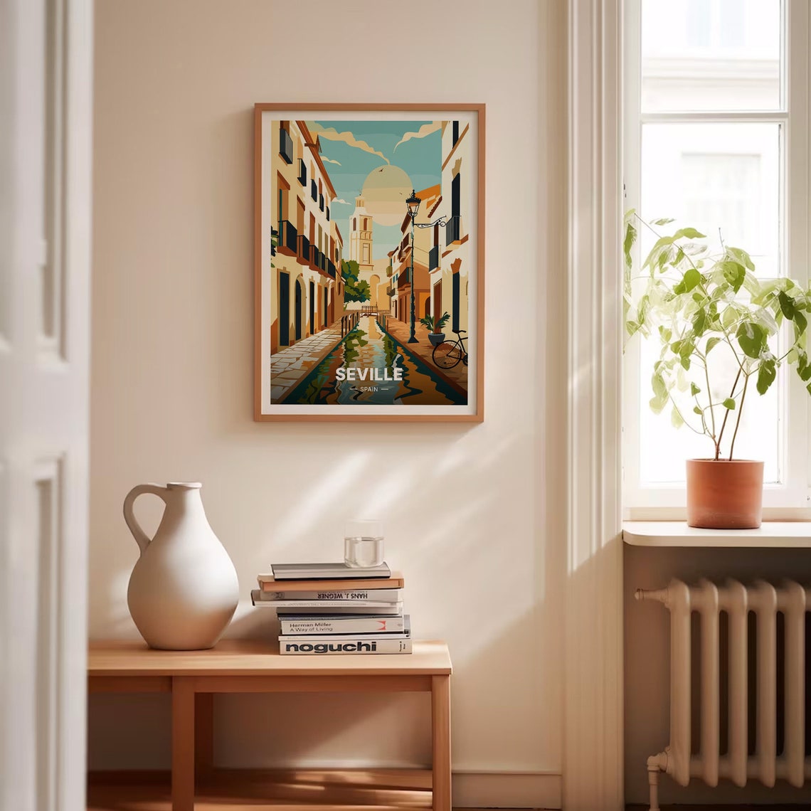 Seville Spain Old Town Street Canal Bell Tower Travel Poster - Image 4