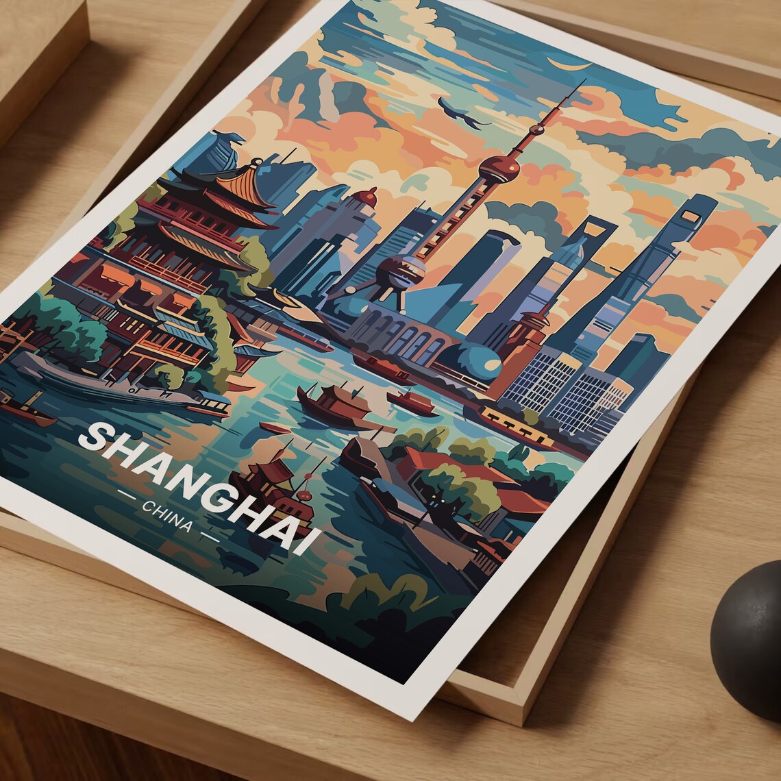 Shanghai Cityscape Travel Poster, Urban Explorer Decor - Image 3