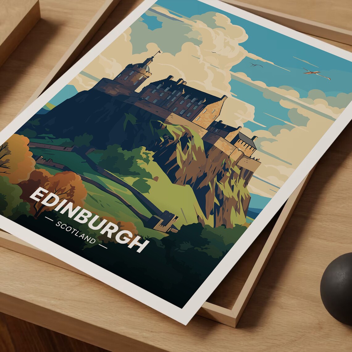 Edinburgh Scotland Castle on the Rock Historic City Travel Poster - Image 3