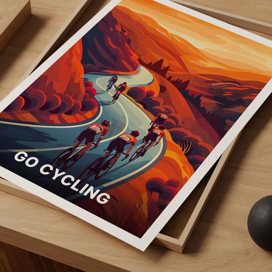 Cycling Adventure Travel Poster, Vintage Style - Image 3
