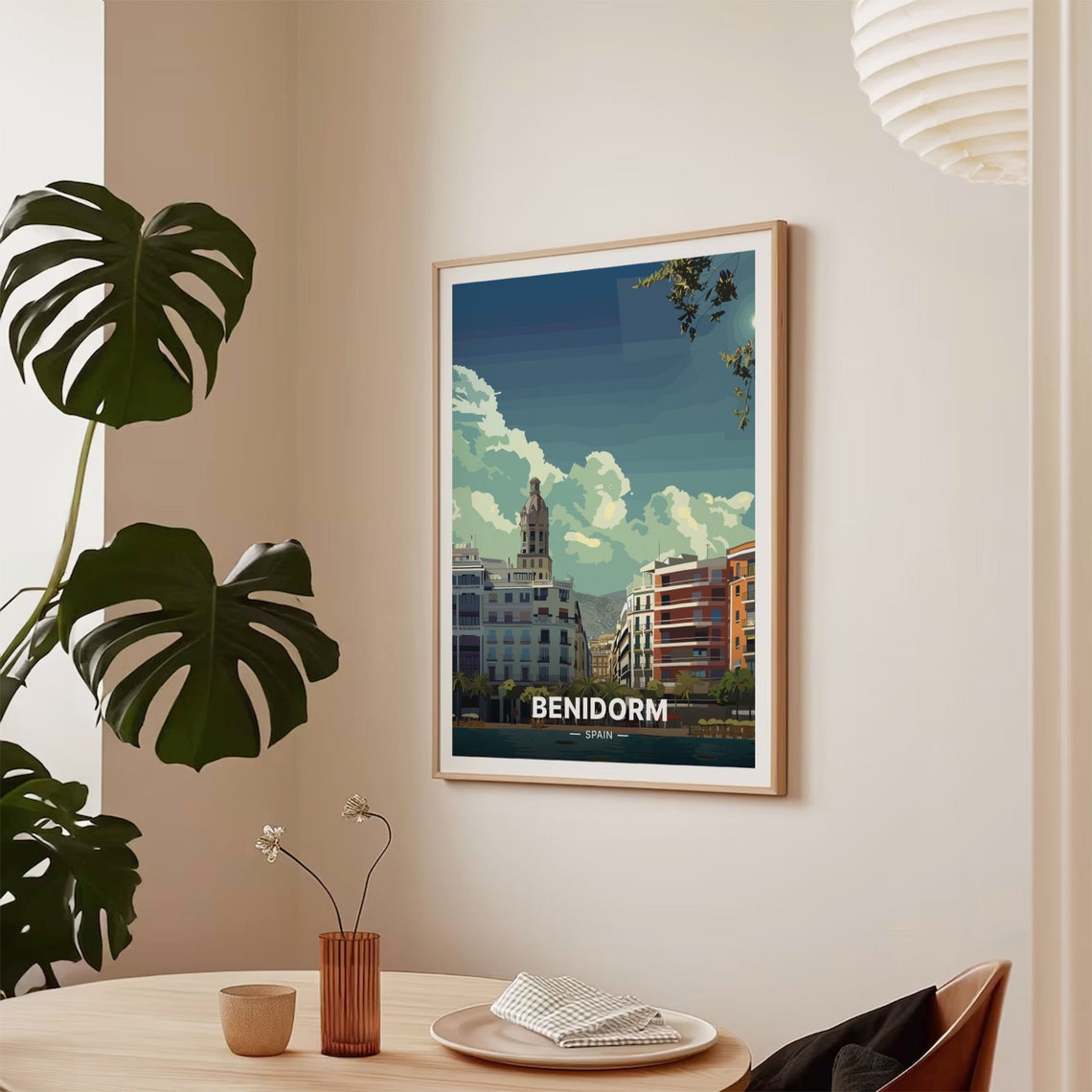 Benidorm Spain Coastal City Promenade Evening Sky Travel Poster - Image 2