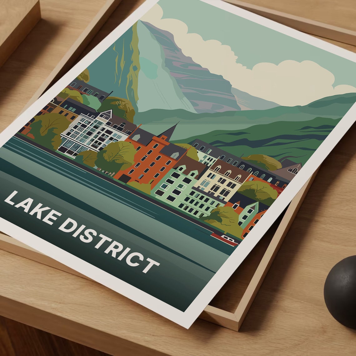 Lake District England Vintage Travel Poster Lakeside Town Mountain Art - Image 3
