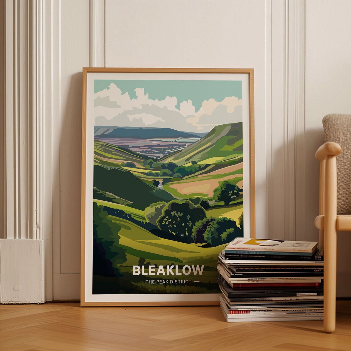 Bleaklow Peak District Green Moorland Valley Rolling Hills Poster