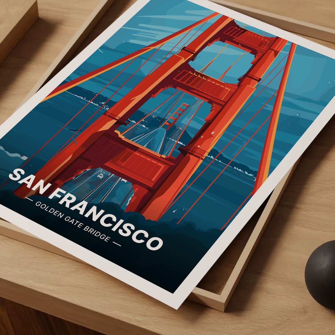 San Francisco Golden Gate Bridge Poster California Iconic View Art - Image 3