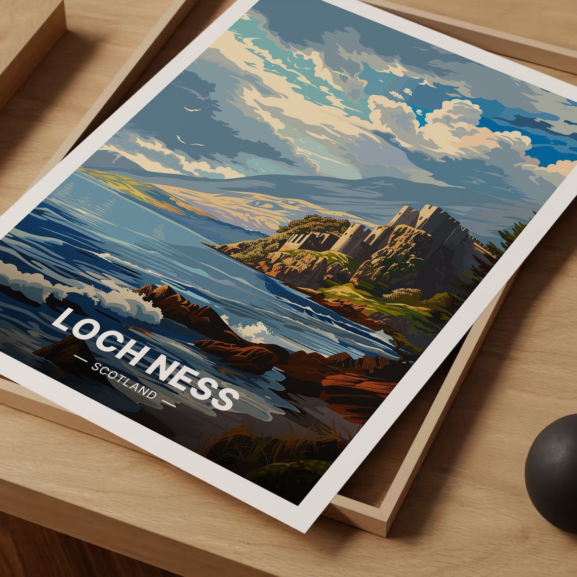 Loch Ness Scotland Castle Ruin Mountain Lake Vintage Travel Poster - Image 3