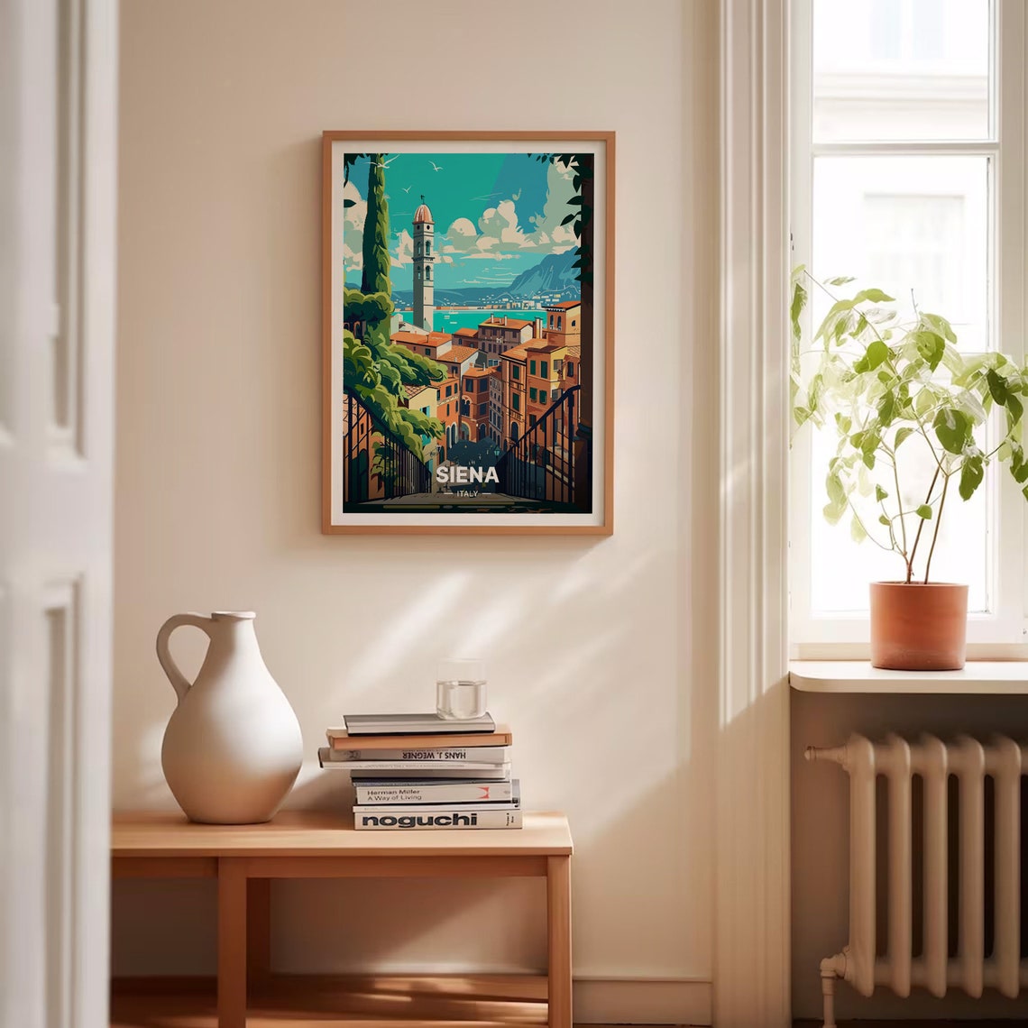 Siena Italy Bell Tower Old Town Steps Tuscan Rooftops Travel Poster - Image 4