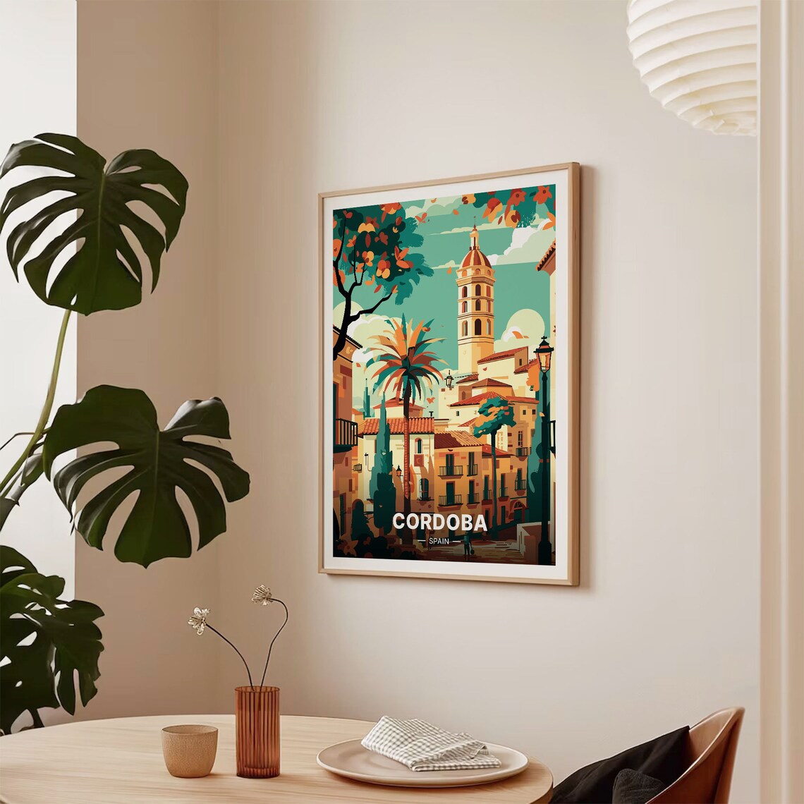 Cordoba Spain Old Town Bell Tower Palm Andalusian Street Poster - Image 2