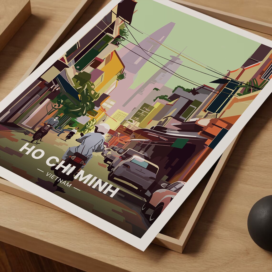 Ho Chi Minh City Vintage Travel Poster, Vietnam - Image 3