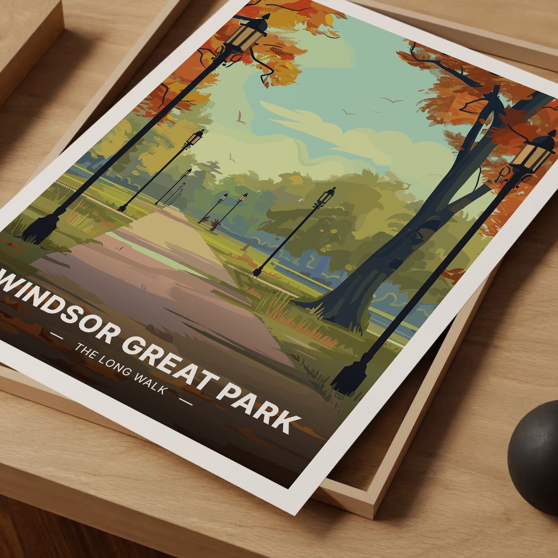 Windsor Great Park Long Walk Autumn Avenue Vintage Travel Poster - Image 3