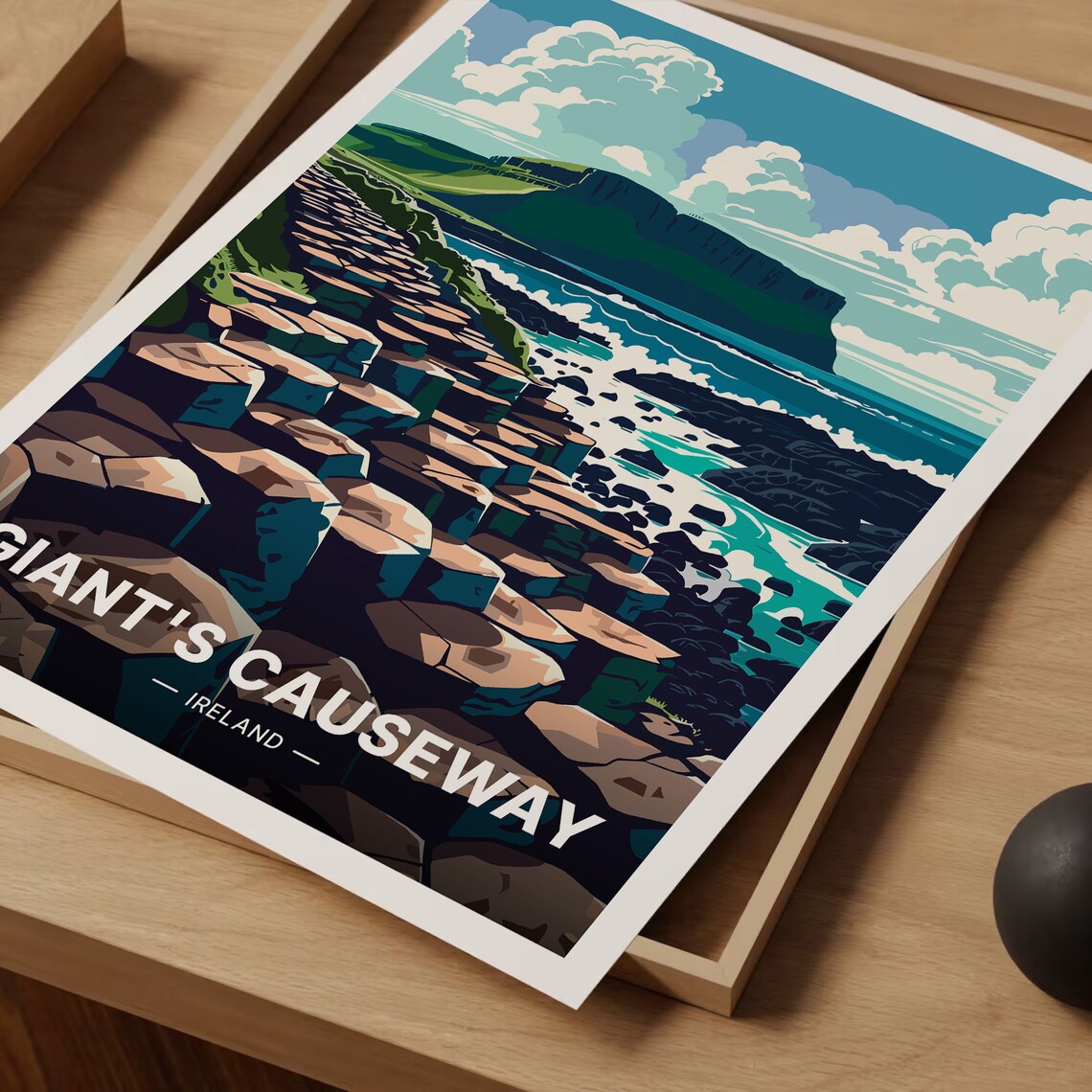 Giants Causeway Travel Poster, Northern Ireland Landscape - Image 3