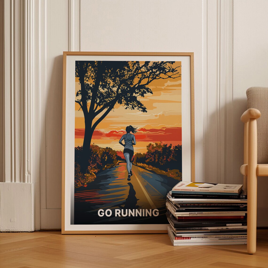 Adventure Travel Poster, Retro Trail Running Marathon