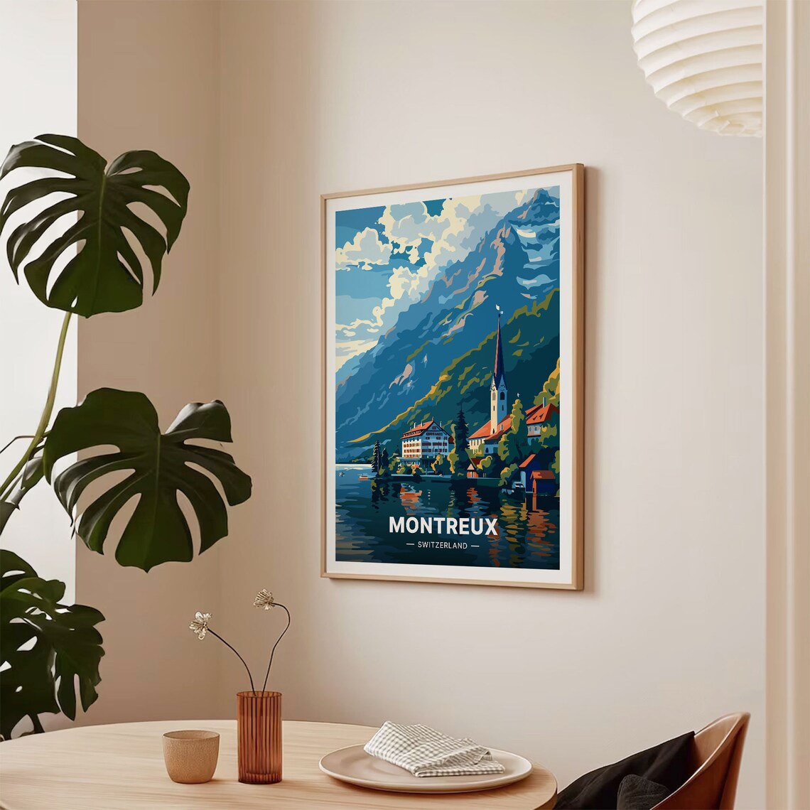 Switzerland Travel Poster, Montreux Swiss Alps Decor - Image 2