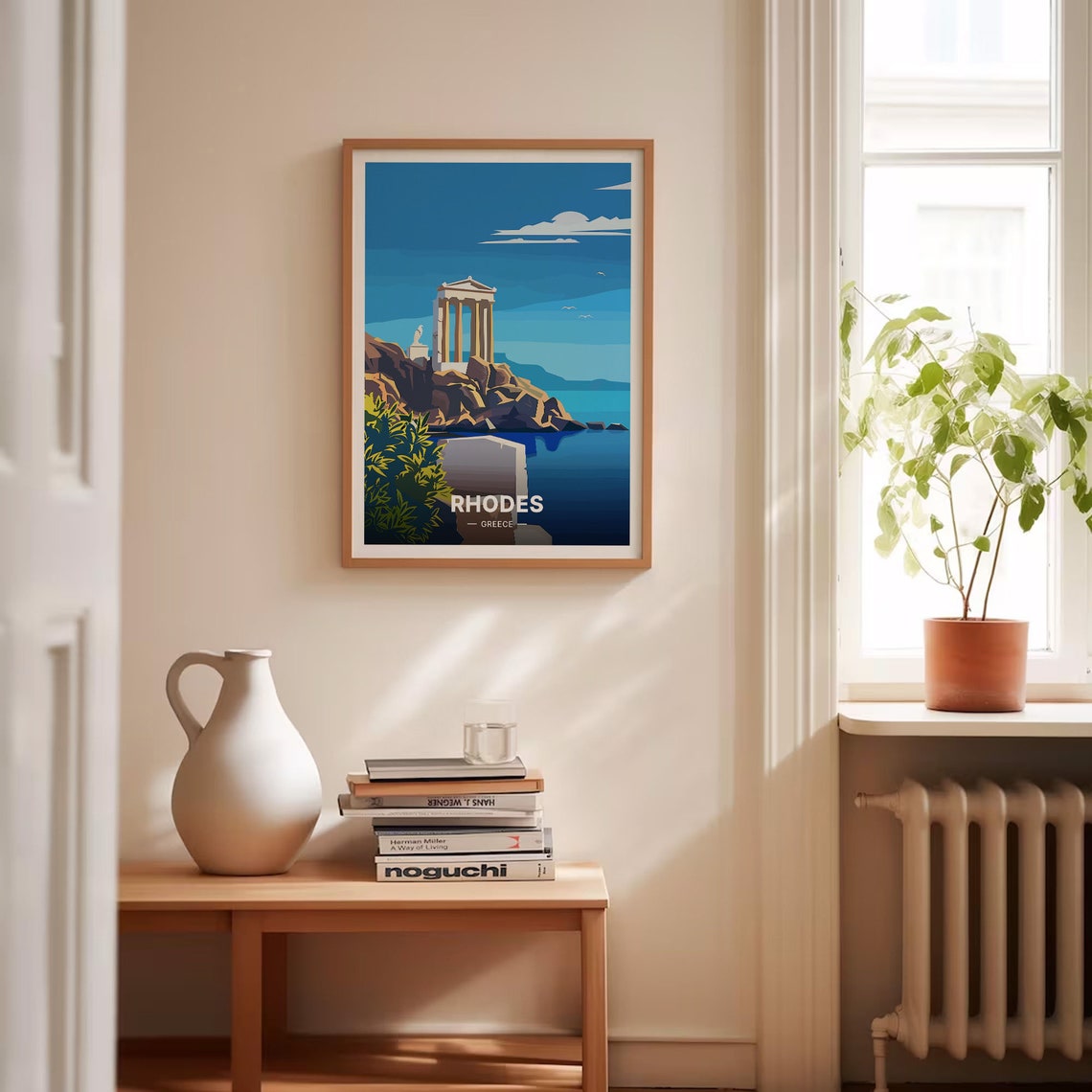 Rhodes Greece Ancient Temple Ruins Rocky Coast Vintage Travel Poster - Image 4