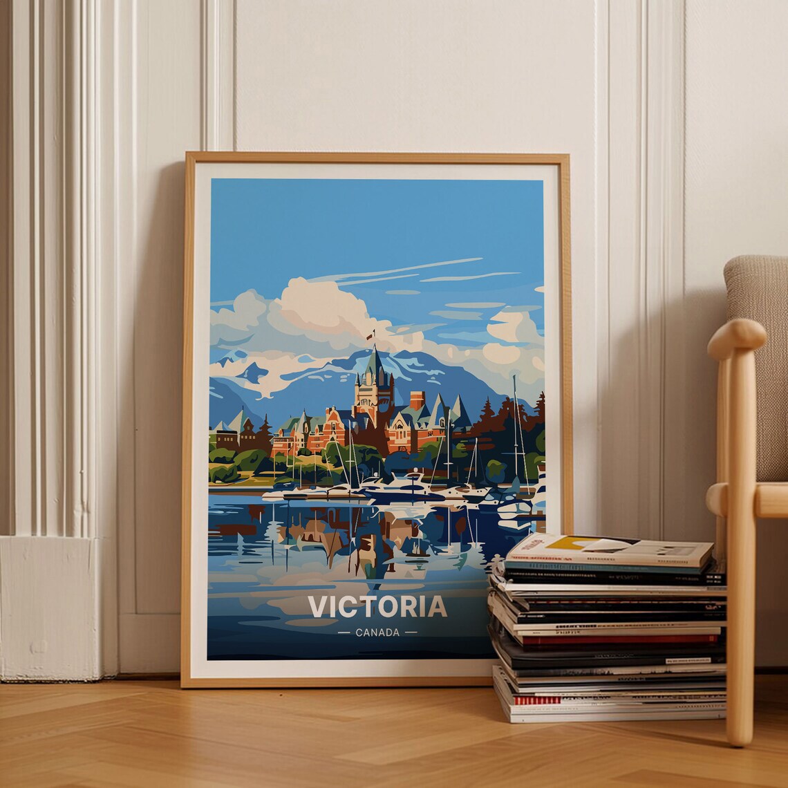 Victoria Travel Poster, Canada Landscape Art Print