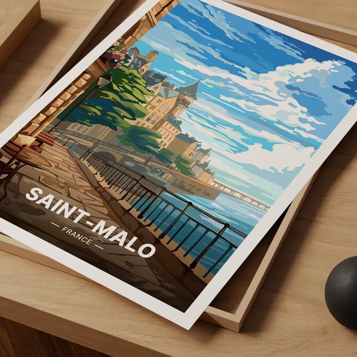 Saint-Malo France Walled City Waterfront Terrace Brittany Art Poster - Image 3