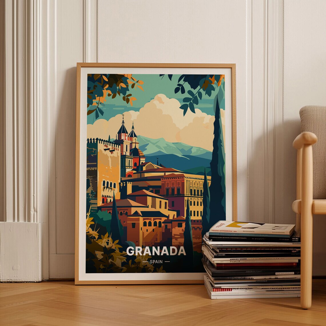 Granada Spain Travel Poster, Artistic Wall Decor