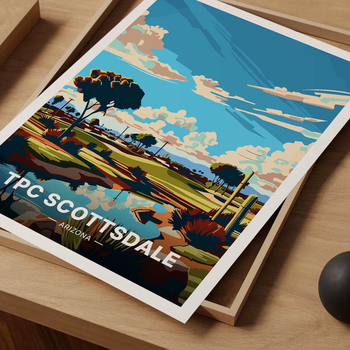 TPC Scottsdale Arizona Golf Course Desert Water Hazard Travel Poster - Image 3